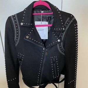Black Suede Studded Moto Jacket